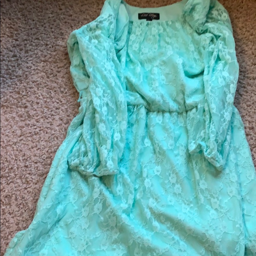 Turquoise lace dress